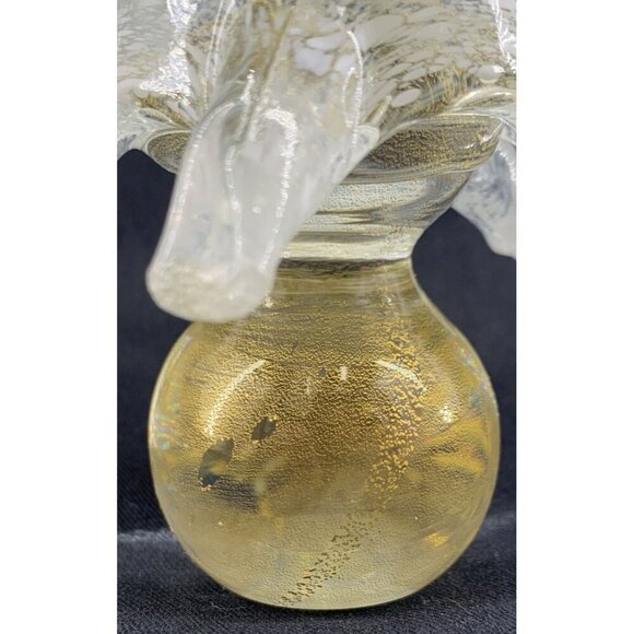 Murano Glass Christmas Tree 8" Tall Clear White Gold Handcrafted - Picture 7 of 8